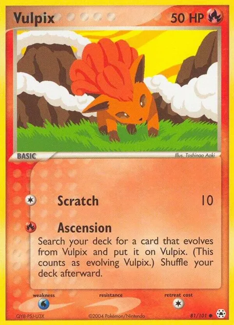 Vulpix #81/101 Pokémon card from EX Hidden Legends