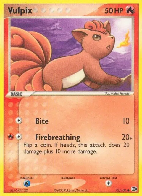 Vulpix #72/106 Pokémon card from EX Emerald