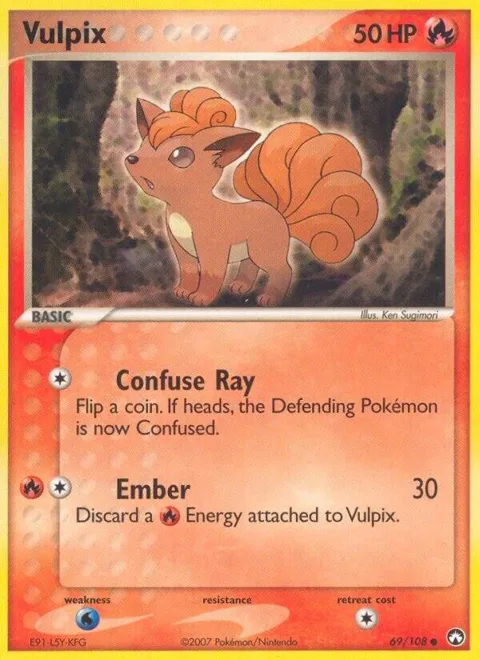 Vulpix #69/108 Pokémon card from EX Power Keepers
