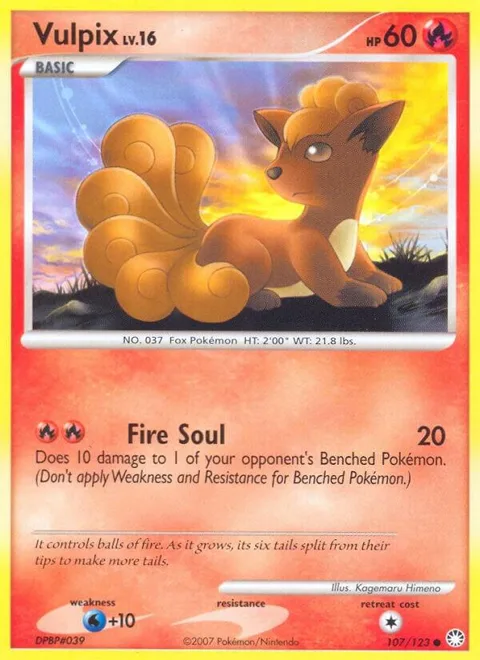 Vulpix #107/123 Pokémon card from Mysterious Treasures