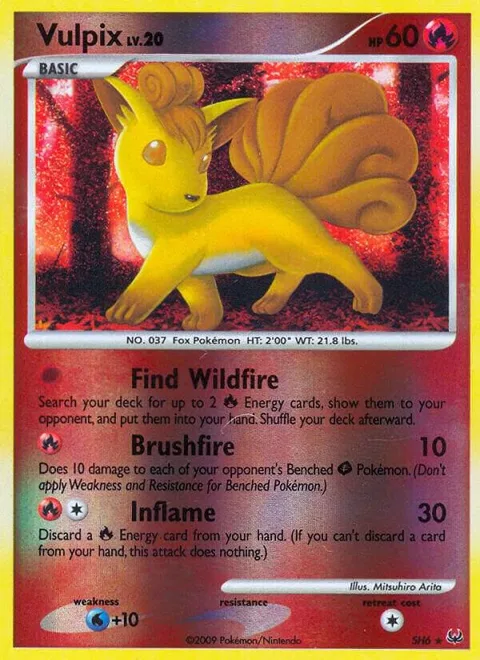 Vulpix Shiny #SH6 Reverse Holofoil Pokémon card from Platinum