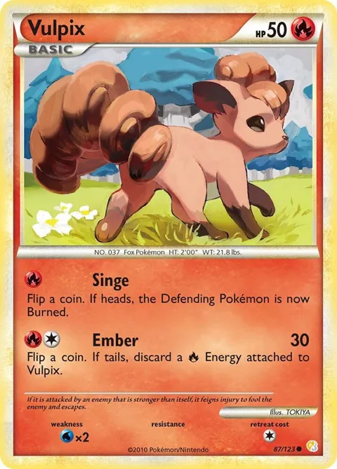Vulpix #87/123 Pokémon card from HeartGold SoulSilver