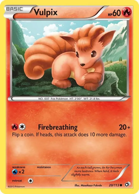 Vulpix #20/113 Pokémon card from Legendary Treasures
