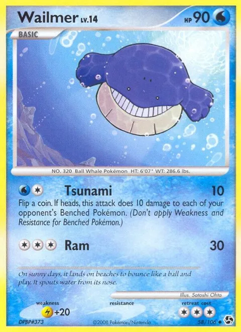 Wailmer #58/106 Reverse Holofoil Pokémon card from Great Encounters