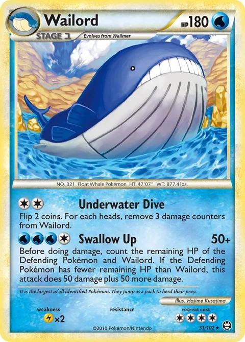 Wailord #31/102 Reverse Holofoil Pokémon card from Triumphant