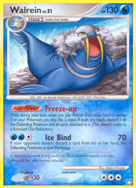 Walrein #39/123 Reverse Holofoil Pokémon card from Mysterious Treasures