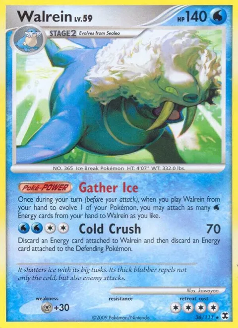 Walrein #36/111 Reverse Holofoil Pokémon card from Rising Rivals