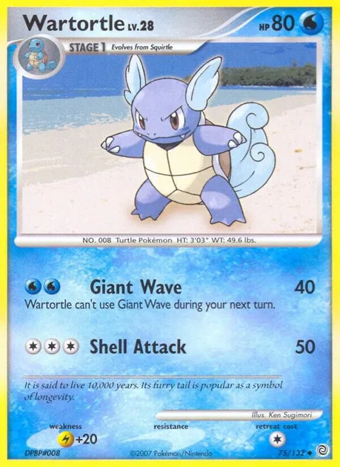 Wartortle #75/132 Pokémon card from Secret Wonders