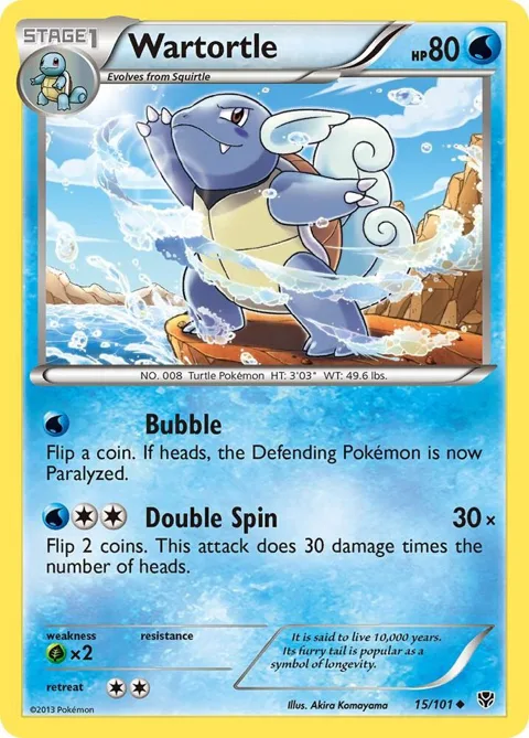 Wartortle #15/101 Reverse Holofoil Pokémon card from Plasma Blast