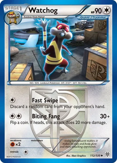Watchog Team Plasma 112 #112/135 Reverse Holofoil Pokémon card from Plasma Storm