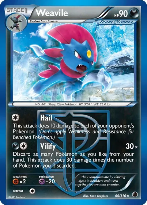 Weavile Team Plasma #66/116 Pokémon card from Plasma Freeze