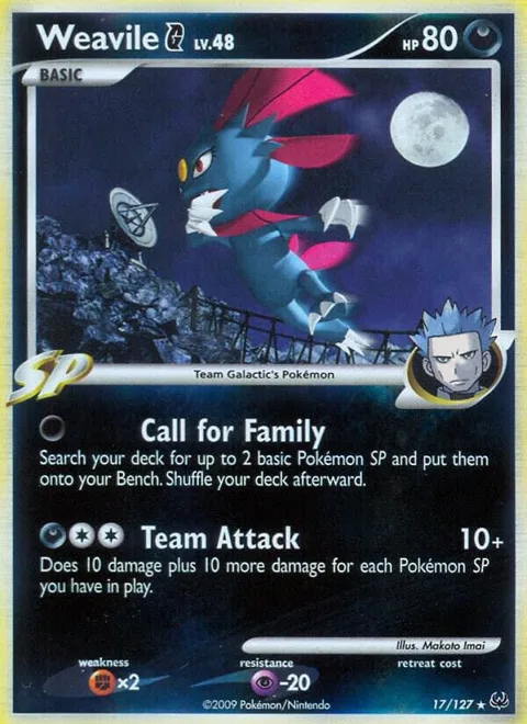 Weavile G #17/127 Reverse Holofoil Pokémon card from Platinum