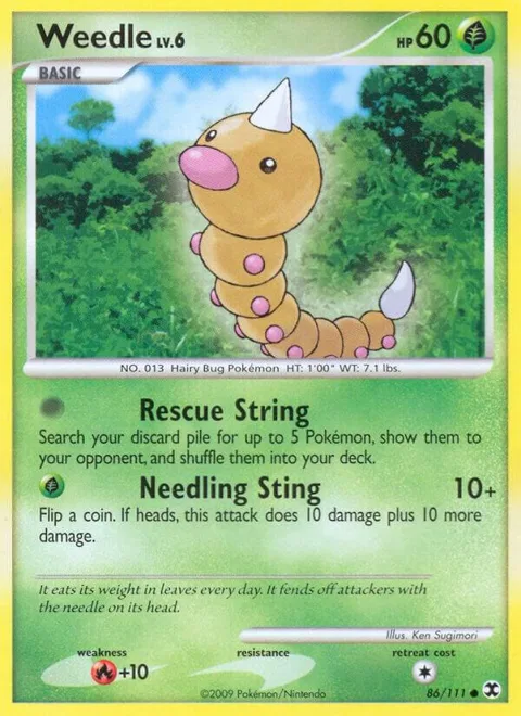 Weedle #86/111 Pokémon card from Rising Rivals
