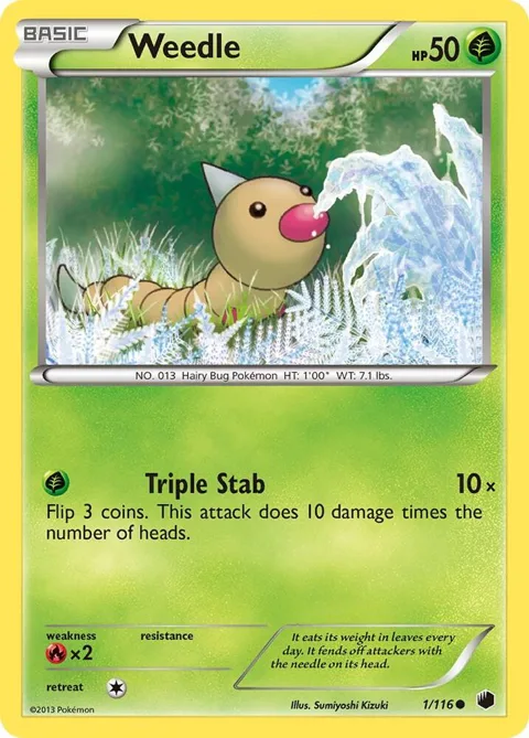Weedle #1/116 Pokémon card from Plasma Freeze