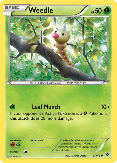 Weedle #3/146 Reverse Holofoil Pokémon card from XY Base Set