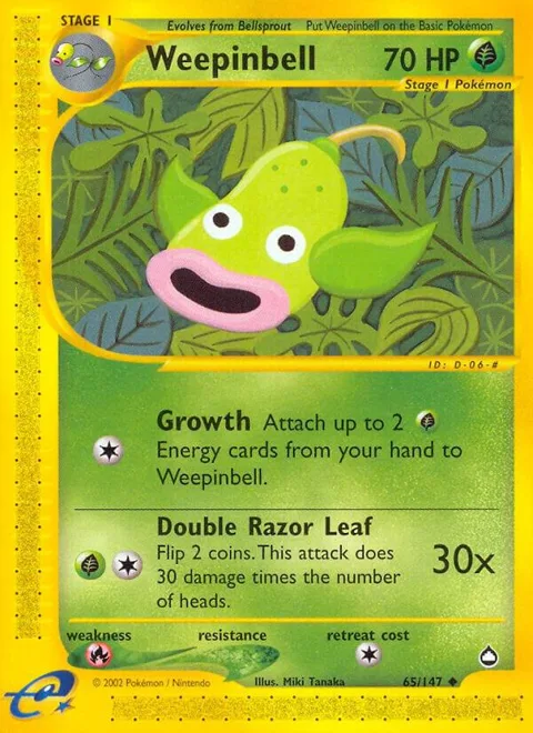 Weepinbell #065/147 Pokémon card from Aquapolis