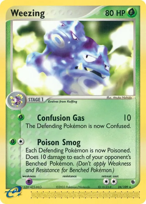Weezing #24/109 Pokémon card from EX Ruby and Sapphire
