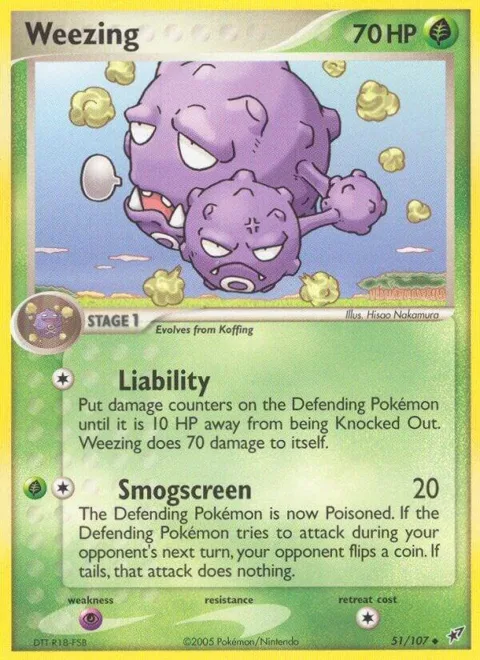 Weezing #51/107 Reverse Holofoil Pokémon card from EX Deoxys