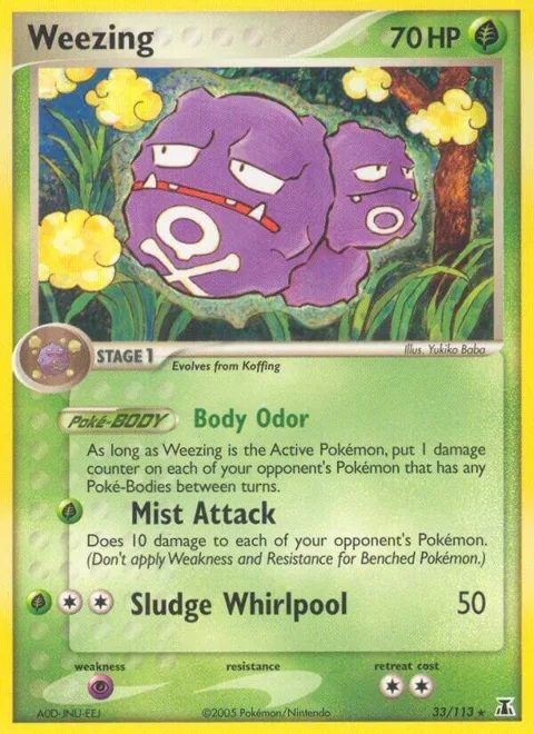 Weezing #33/113 Reverse Holofoil Pokémon card from EX Delta Species