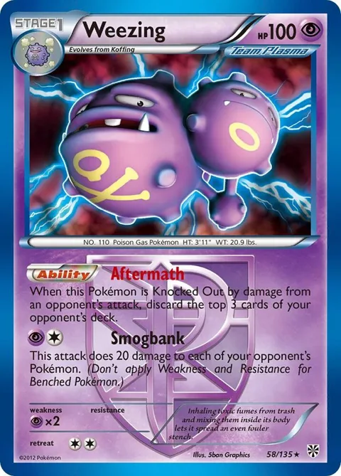 Weezing Team Plasma #58/135 Holofoil Pokémon card from Plasma Storm