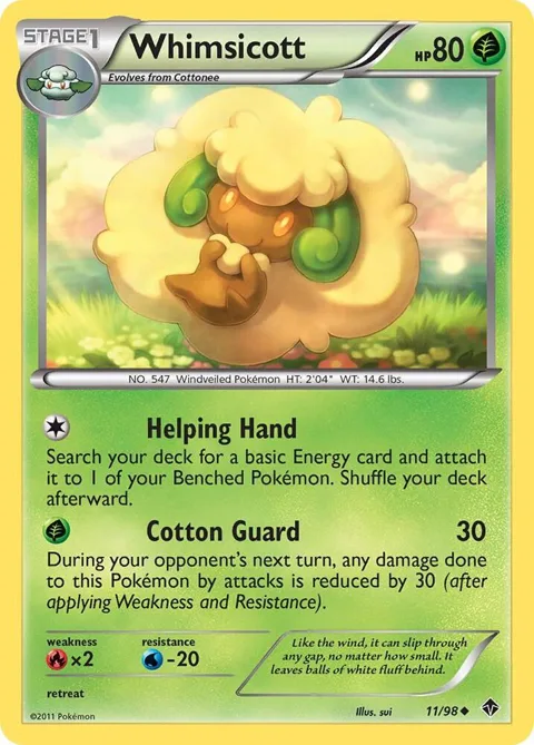 Whimsicott 11 #11/98 Pokémon card from Emerging Powers