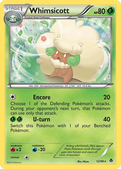 Whimsicott 12 #12/98 Pokémon card from Emerging Powers
