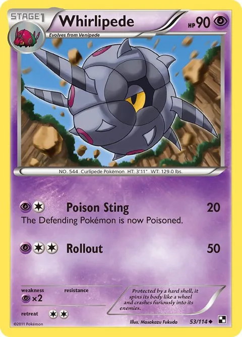 Whirlipede #53/114 Reverse Holofoil Pokémon card from Black and White