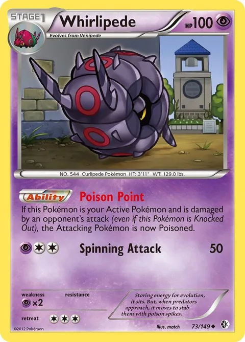 Whirlipede #73/149 Pokémon card from Boundaries Crossed