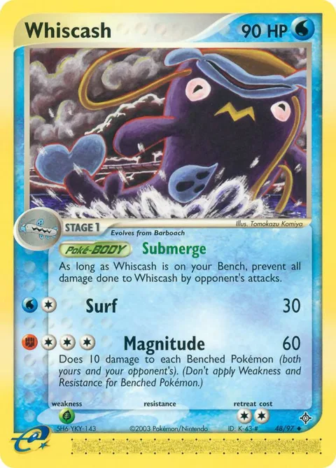 Whiscash #48/97 Reverse Holofoil Pokémon card from EX Dragon