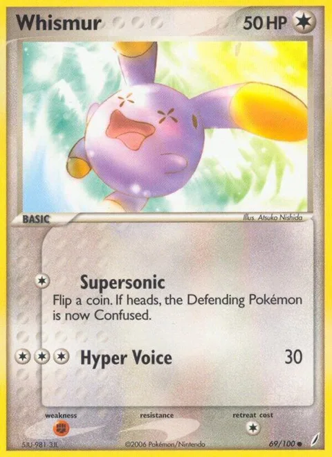 Whismur #69/100 Reverse Holofoil Pokémon card from EX Crystal Guardians