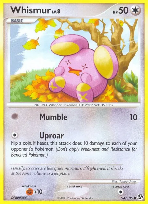Whismur #94/106 Pokémon card from Great Encounters