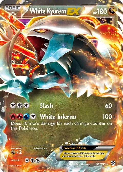 White Kyurem EX #96/135 Holofoil Pokémon card from Plasma Storm