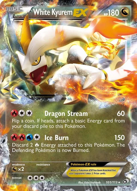 White Kyurem EX #101/113 Holofoil Pokémon card from Legendary Treasures