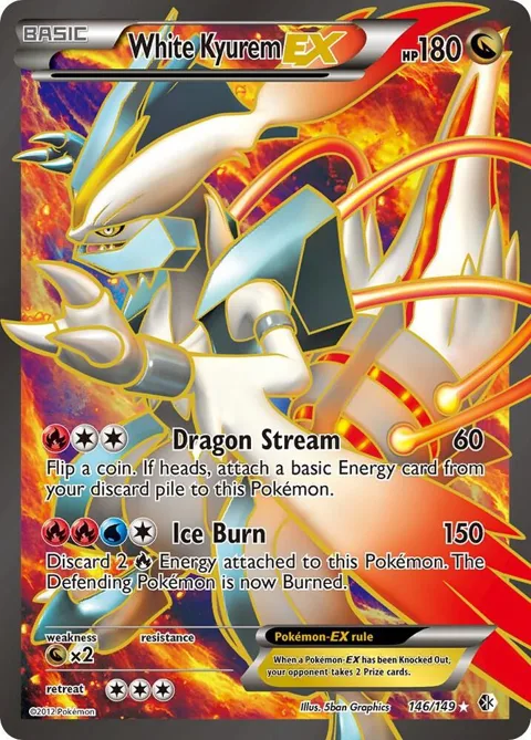 White Kyurem EX 146 Full Art #146/149 Holofoil Pokémon card from Boundaries Crossed