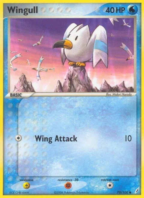 Wingull #70/100 Reverse Holofoil Pokémon card from EX Crystal Guardians