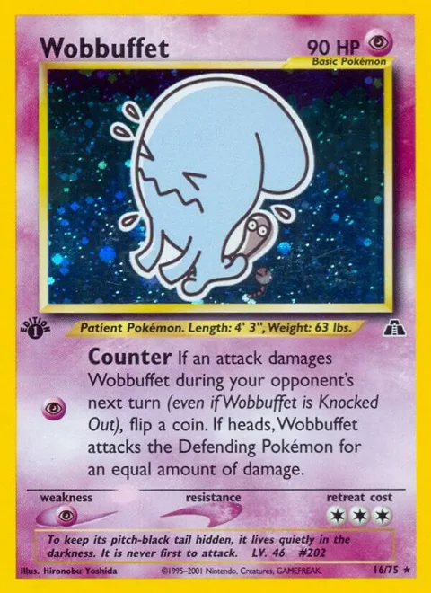 Wobbuffet 16 #16/75 Unlimited Holofoil Pokémon card from Neo Discovery