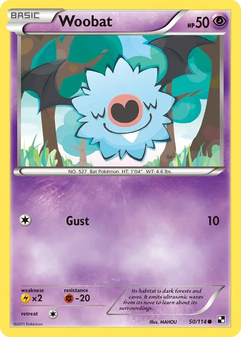 Woobat #50/114 Pokémon card from Black and White