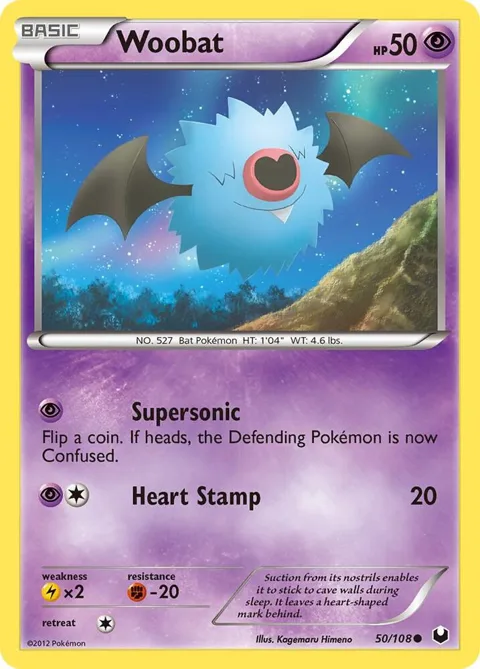 Woobat #50/108 Pokémon card from Dark Explorers