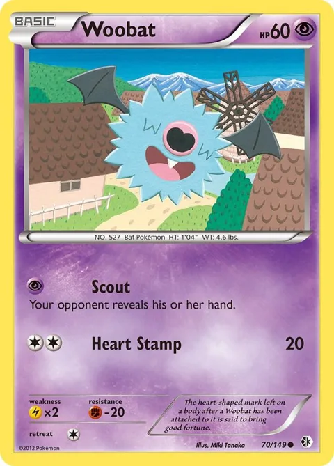 Woobat #70/149 Pokémon card from Boundaries Crossed