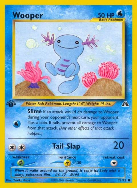 Wooper #71/75 Unlimited Pokémon card from Neo Discovery