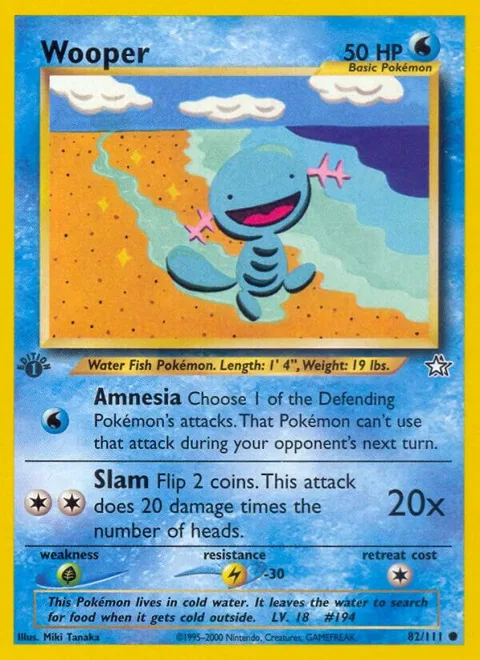 Wooper #082/111 1st Edition Pokémon card from Neo Genesis
