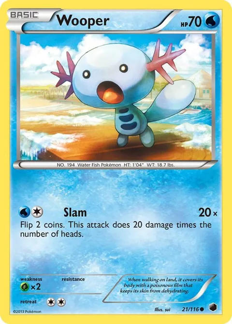 Wooper #21/116 Pokémon card from Plasma Freeze