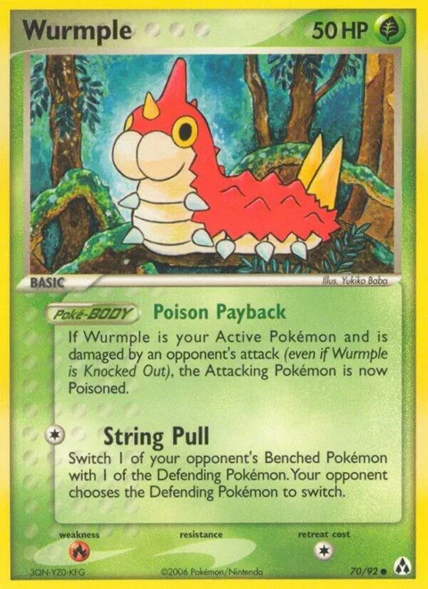 Wurmple #70/92 Reverse Holofoil Pokémon card from EX Legend Maker