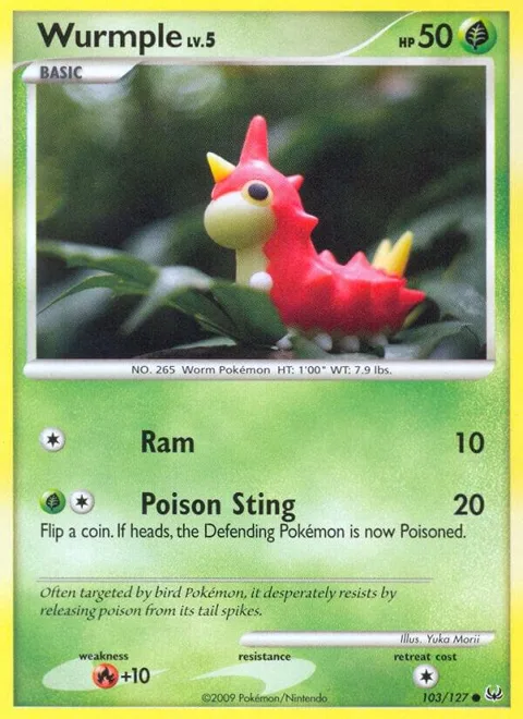 Wurmple #103/127 Reverse Holofoil Pokémon card from Platinum