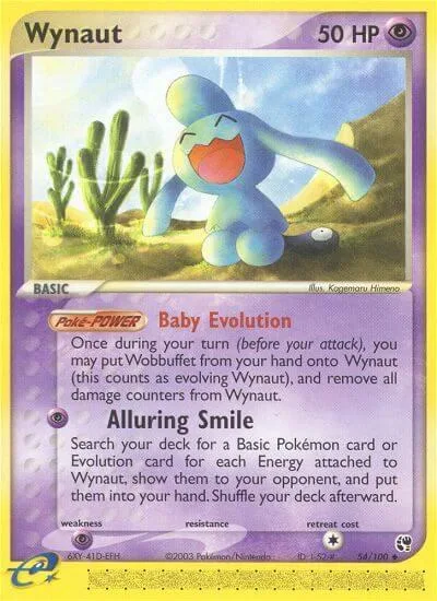 Wynaut #54/100 Reverse Holofoil Pokémon card from EX Sandstorm