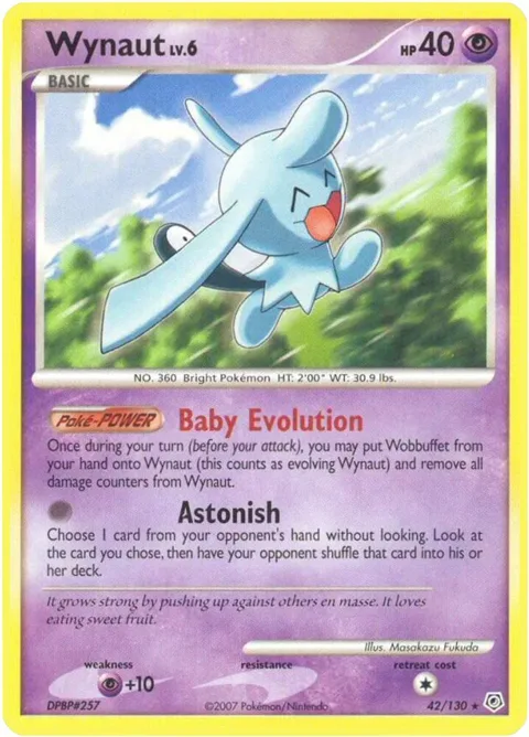 Wynaut #42/130 Reverse Holofoil Pokémon card from Diamond and Pearl