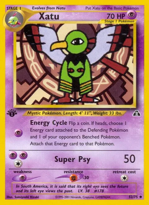 Xatu #52/75 Unlimited Pokémon card from Neo Discovery
