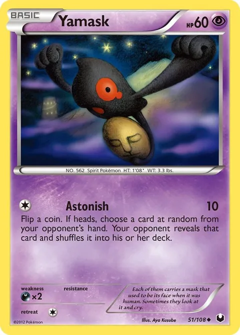 Yamask #51/108 Pokémon card from Dark Explorers