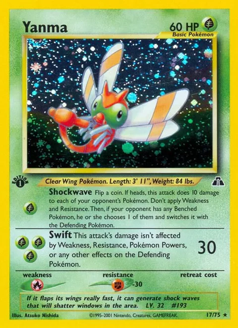 Yanma 17 #17/75 Unlimited Holofoil Pokémon card from Neo Discovery