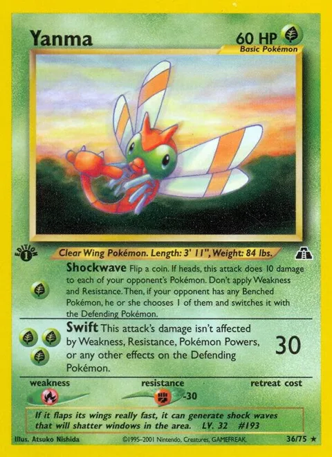 Yanma 36 #36/75 1st Edition Pokémon card from Neo Discovery